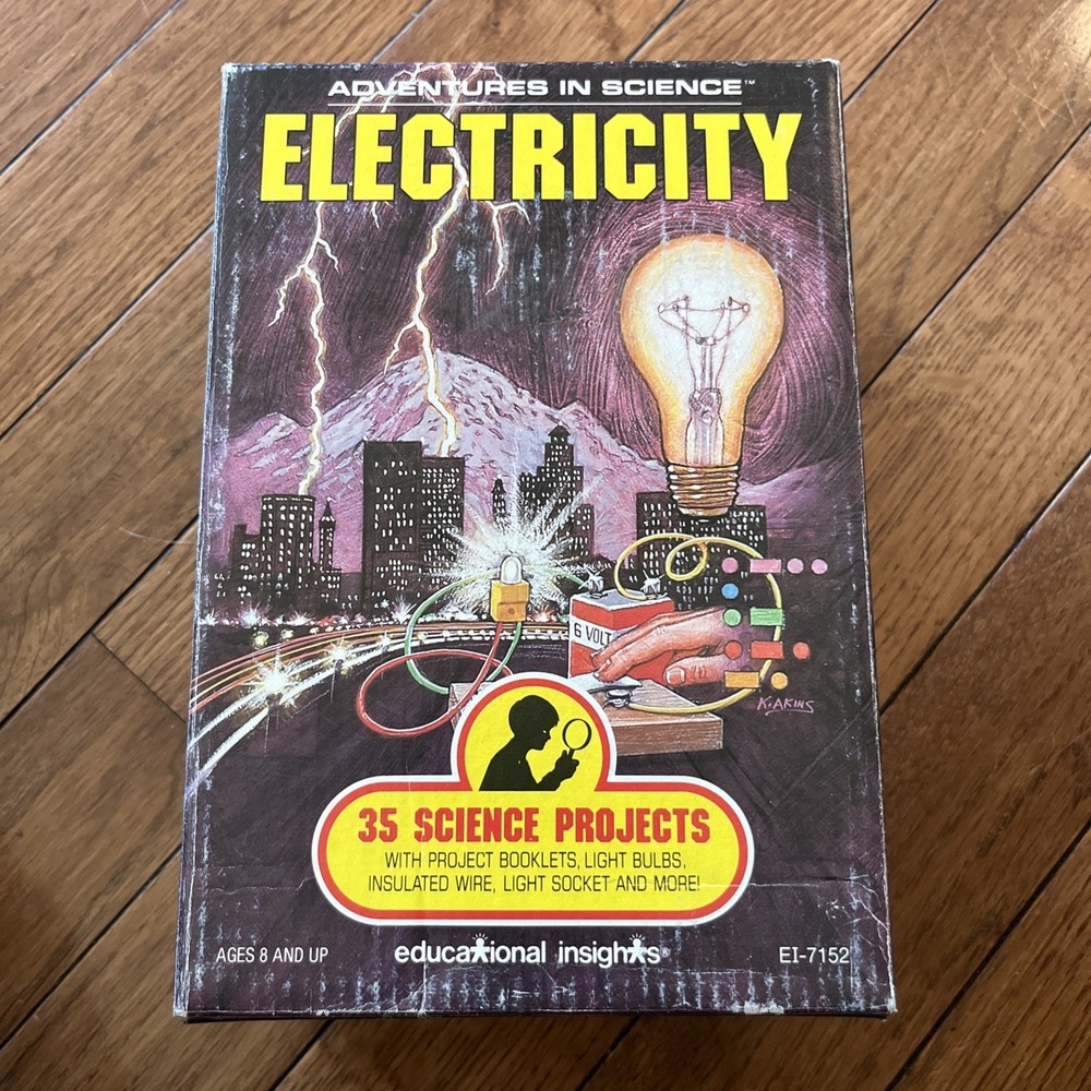 1989 Adventures in Science Electricity 35 Science Projects Science Fair Orig Box